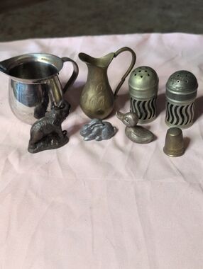 Vintage Metal Miniature Lot - Pewter Brass & Silver Tone Figurines